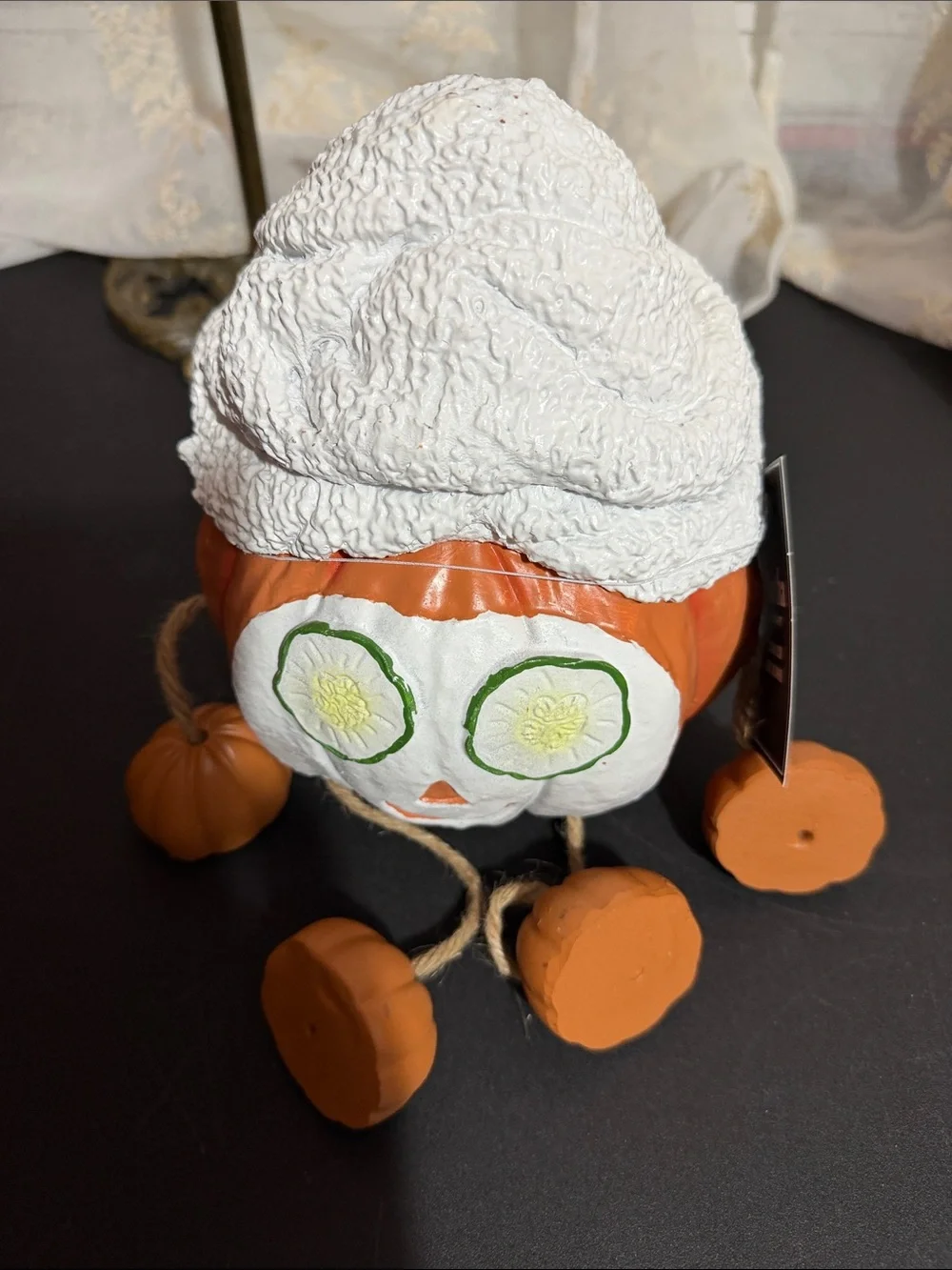 Martha Stewart pumpkin spa with dangling arms and legs ceramic decor